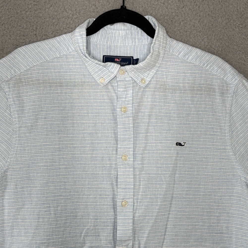 Vineyard Vines Shep & Ian Mens L Classic Fit Whale Shirt Blue Striped Button - Picture 2 of 7